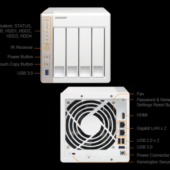 QNAP TS-451+ 4 BAY NAS STORAGE 8GB memory with POWER SUPPLY- NO HD (FOR PARTS) - Picture 6 of 6